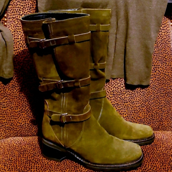 Olive Green Sueded Leather, AQUATALIA Boots - Picture 4 of 8